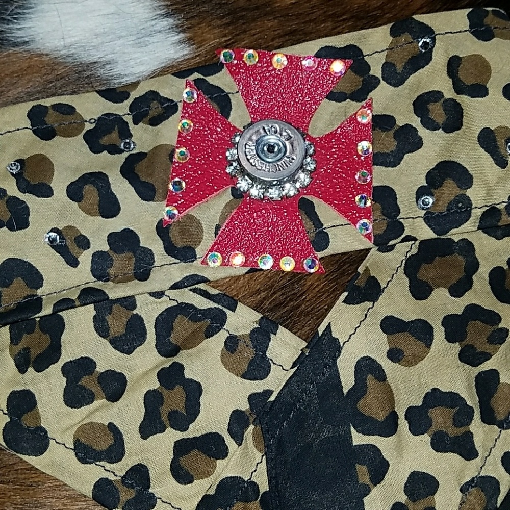 Leopard and crystal headband